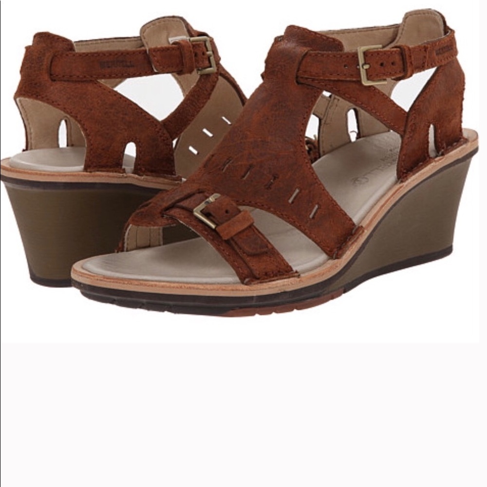 Merrell cloak brown leather women’s sandal size 10